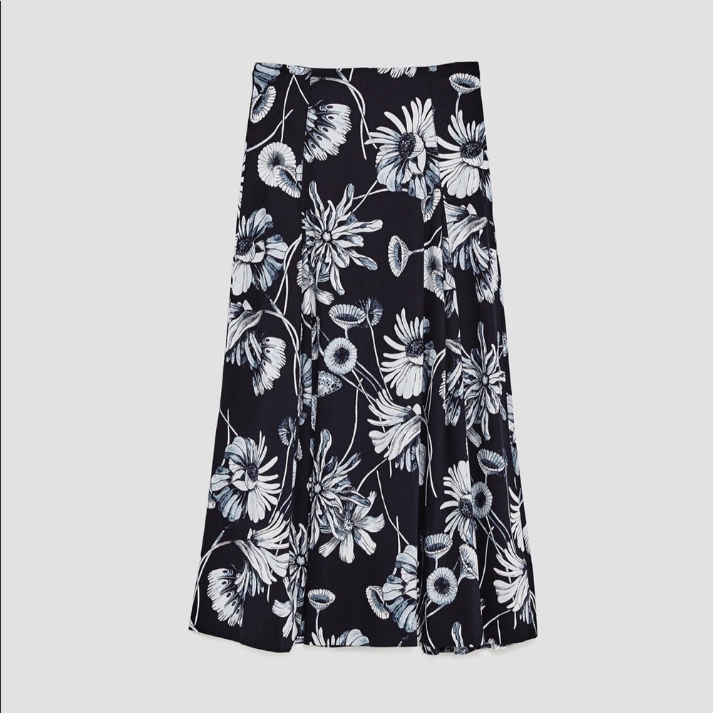 Zara floral midi skirt